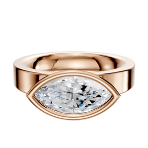 14K Rose Gold Bezel Full Bezel East/West Classic Flat 4.0mm Engagement Ring