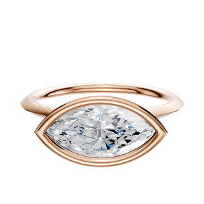 14K Rose Gold Bezel Full Bezel East/West Cathedral Knife Edge 1.5mm Engagement Ring