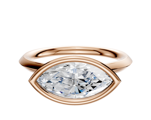 14K Rose Gold Bezel Full Bezel East/West Cathedral Knife Edge 2.0mm Engagement Ring