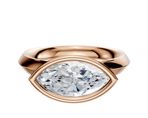 14K Rose Gold Bezel Full Bezel East/West Cathedral Knife Edge 3.0mm Engagement Ring