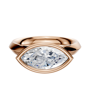 14K Rose Gold Bezel Full Bezel East/West Cathedral Knife Edge 3.0mm Engagement Ring