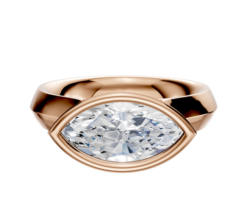 14K Rose Gold Bezel Full Bezel East/West Cathedral Knife Edge 4.0mm Engagement Ring