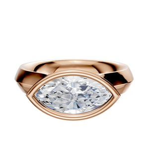 14K Rose Gold Bezel Full Bezel East/West Cathedral Knife Edge 4.0mm Engagement Ring