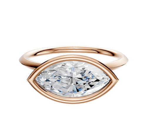 14K Rose Gold Bezel Full Bezel East/West Classic Knife Edge 1.5mm Engagement Ring