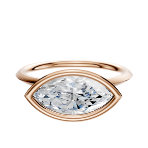 14K Rose Gold Bezel Full Bezel East/West Classic Knife Edge 1.5mm Engagement Ring