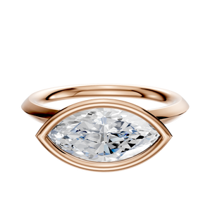 14K Rose Gold Bezel Full Bezel East/West Classic Knife Edge 2.0mm Engagement Ring