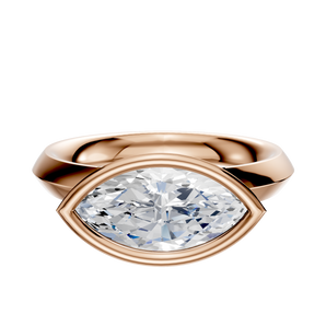 14K Rose Gold Bezel Full Bezel East/West Classic Knife Edge 3.0mm Engagement Ring