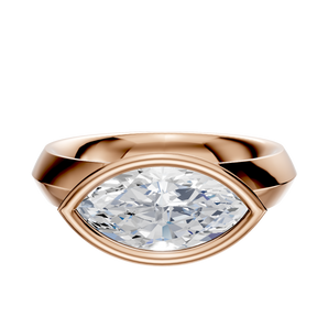 14K Rose Gold Bezel Full Bezel East/West Classic Knife Edge 4.0mm Engagement Ring