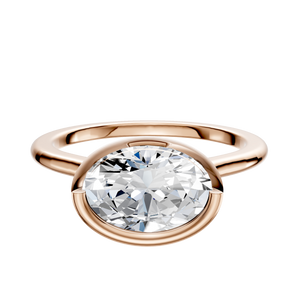 14K Rose Gold Bezel Full Bezel East/West Cathedral Dome 1.5mm Engagement Ring