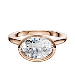 14K Rose Gold Bezel Full Bezel East/West Cathedral Dome 2.0mm Engagement Ring