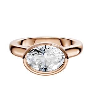 14K Rose Gold Bezel Full Bezel East/West Cathedral Dome 3.0mm Engagement Ring