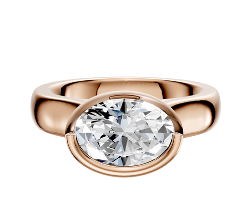 14K Rose Gold Bezel Full Bezel East/West Cathedral Dome 4.0mm Engagement Ring