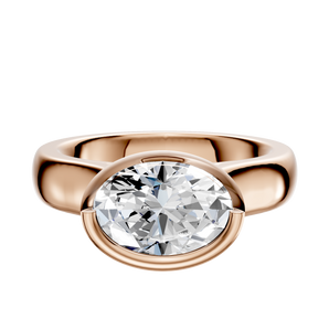 14K Rose Gold Bezel Full Bezel East/West Cathedral Dome 4.0mm Engagement Ring