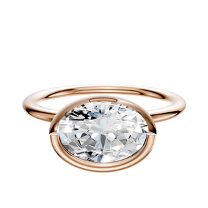 14K Rose Gold Bezel Full Bezel East/West Classic Dome 1.5mm Engagement Ring