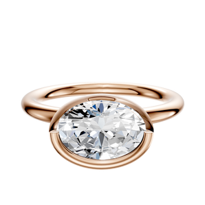 14K Rose Gold Bezel Full Bezel East/West Classic Dome 2.0mm Engagement Ring