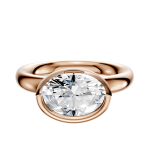 14K Rose Gold Bezel Full Bezel East/West Classic Dome 3.0mm Engagement Ring