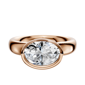 14K Rose Gold Bezel Full Bezel East/West Classic Dome 4.0mm Engagement Ring