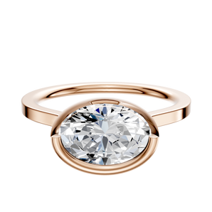 14K Rose Gold Bezel Full Bezel East/West Cathedral Flat 1.5mm Engagement Ring