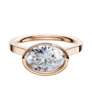 14K Rose Gold Bezel Full Bezel East/West Cathedral Flat 2.0mm Engagement Ring