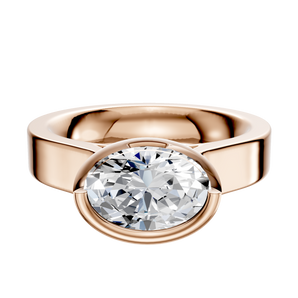 14K Rose Gold Bezel Full Bezel East/West Cathedral Flat 4.0mm Engagement Ring