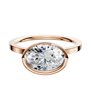 14K Rose Gold Bezel Full Bezel East/West Classic Flat 1.5mm Engagement Ring