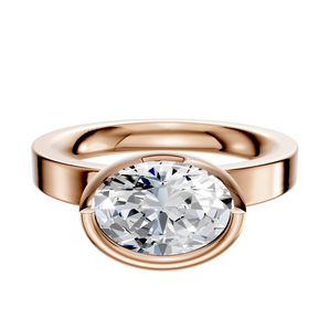 14K Rose Gold Bezel Full Bezel East/West Classic Flat 3.0mm Engagement Ring