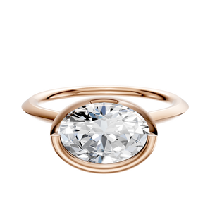 14K Rose Gold Bezel Full Bezel East/West Cathedral Knife Edge 1.5mm Engagement Ring