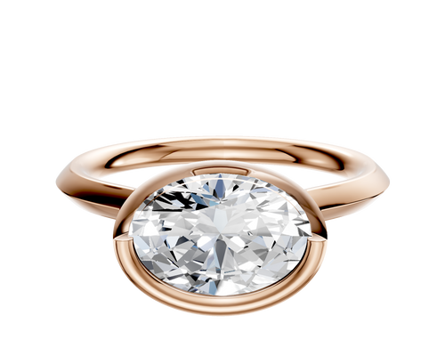 14K Rose Gold Bezel Full Bezel East/West Cathedral Knife Edge 2.0mm Engagement Ring