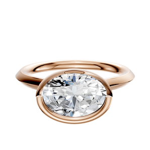 14K Rose Gold Bezel Full Bezel East/West Cathedral Knife Edge 2.0mm Engagement Ring