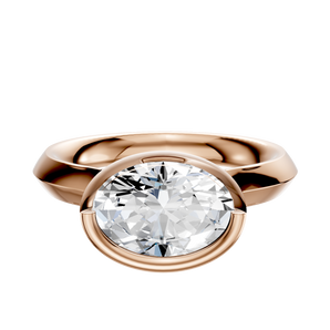 14K Rose Gold Bezel Full Bezel East/West Cathedral Knife Edge 3.0mm Engagement Ring