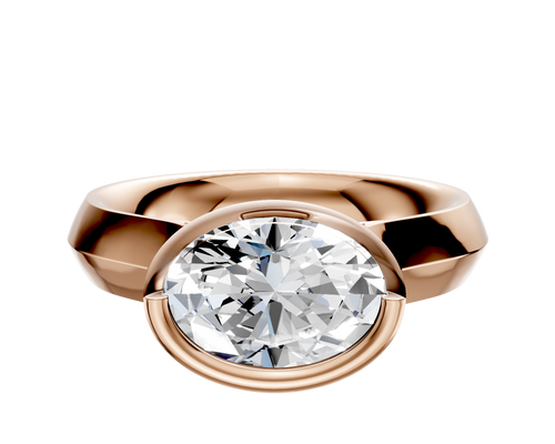 14K Rose Gold Bezel Full Bezel East/West Cathedral Knife Edge 4.0mm Engagement Ring