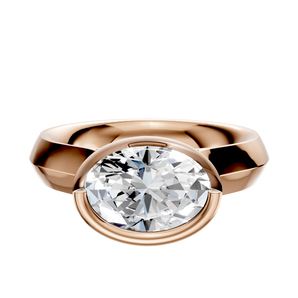 14K Rose Gold Bezel Full Bezel East/West Cathedral Knife Edge 4.0mm Engagement Ring