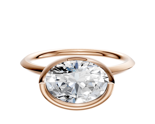 14K Rose Gold Bezel Full Bezel East/West Classic Knife Edge 1.5mm Engagement Ring