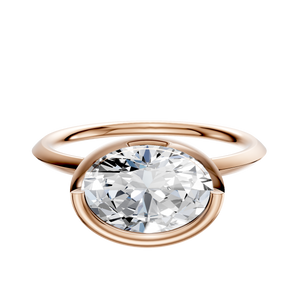 14K Rose Gold Bezel Full Bezel East/West Classic Knife Edge 1.5mm Engagement Ring