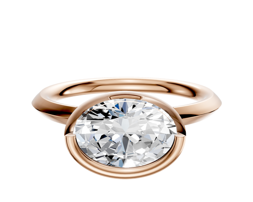 14K Rose Gold Bezel Full Bezel East/West Classic Knife Edge 2.0mm Engagement Ring