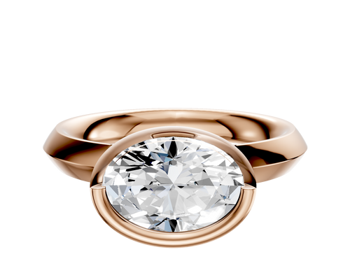 14K Rose Gold Bezel Full Bezel East/West Classic Knife Edge 3.0mm Engagement Ring