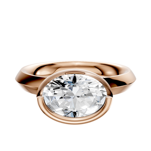 14K Rose Gold Bezel Full Bezel East/West Classic Knife Edge 3.0mm Engagement Ring