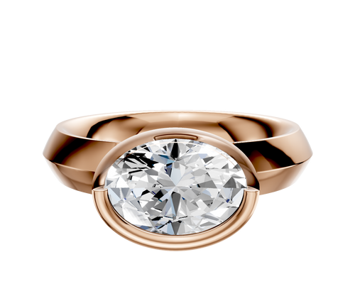 14K Rose Gold Bezel Full Bezel East/West Classic Knife Edge 4.0mm Engagement Ring