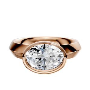 14K Rose Gold Bezel Full Bezel East/West Classic Knife Edge 4.0mm Engagement Ring