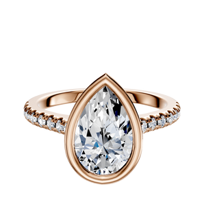 14K Rose Gold Bezel Full Bezel East/West Cathedral Dome 1-Row-Pave 2.5mm Engagement Ring