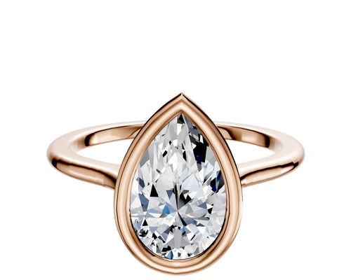 14K Rose Gold Bezel Full Bezel East/West Cathedral Dome 1.5mm Engagement Ring