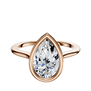 14K Rose Gold Bezel Full Bezel East/West Cathedral Dome 1.5mm Engagement Ring