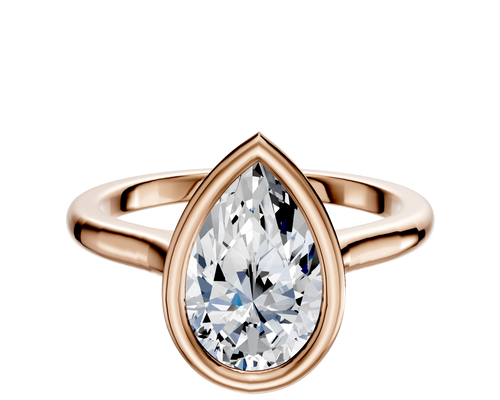 14K Rose Gold Bezel Full Bezel East/West Cathedral Dome 2.0mm Engagement Ring