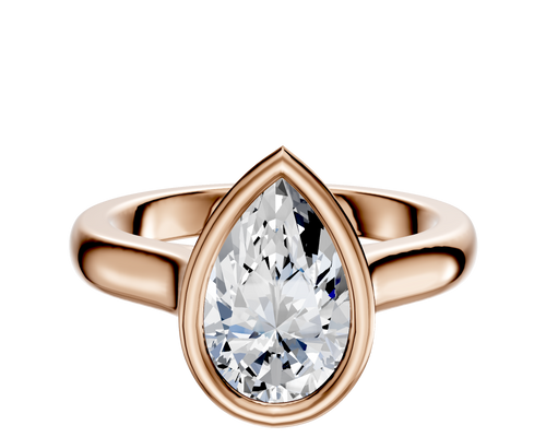 14K Rose Gold Bezel Full Bezel East/West Cathedral Dome 3.0mm Engagement Ring