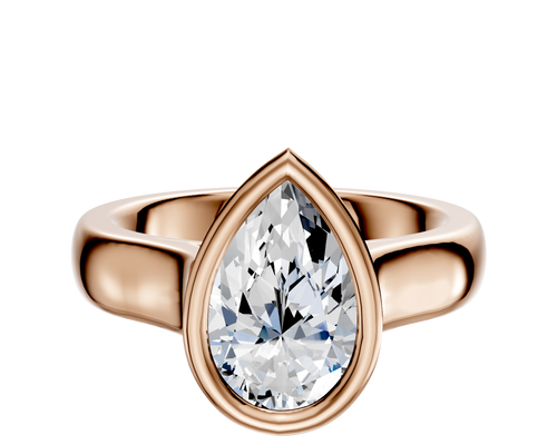 14K Rose Gold Bezel Full Bezel East/West Cathedral Dome 4.0mm Engagement Ring