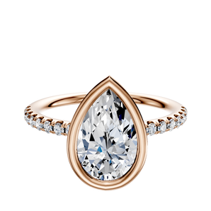 14K Rose Gold Bezel Full Bezel East/West Classic Dome 1-Row-Pave 2.5mm Engagement Ring
