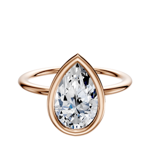14K Rose Gold Bezel Full Bezel East/West Classic Dome 1.5mm Engagement Ring
