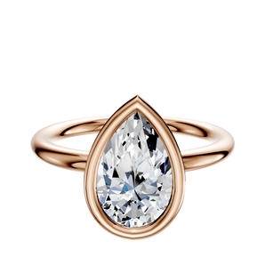 14K Rose Gold Bezel Full Bezel East/West Classic Dome 2.0mm Engagement Ring