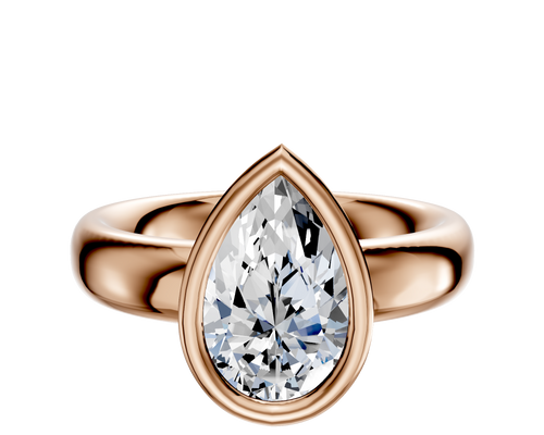 14K Rose Gold Bezel Full Bezel East/West Classic Dome 4.0mm Engagement Ring