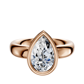 14K Rose Gold Bezel Full Bezel East/West Classic Dome 4.0mm Engagement Ring